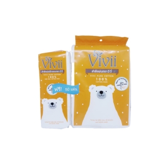 Vivii สำลีแผ่นรีดขอบ 100 แผ่น ฟรี 50 แผ่น สำลี ใช้ทำความสะอาดผิวหน้า เช็ดเครื่องสำอาง
