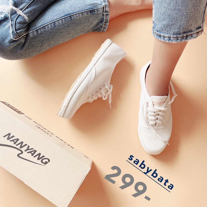 รองเท้า ผ้าใบ นันยาง ซาฟารี รองเท้าขาว ผ้าใบขาว มีไซส์ 35-45 unisex ใส่ได้ทั้งญ ช nanyang zafari saf