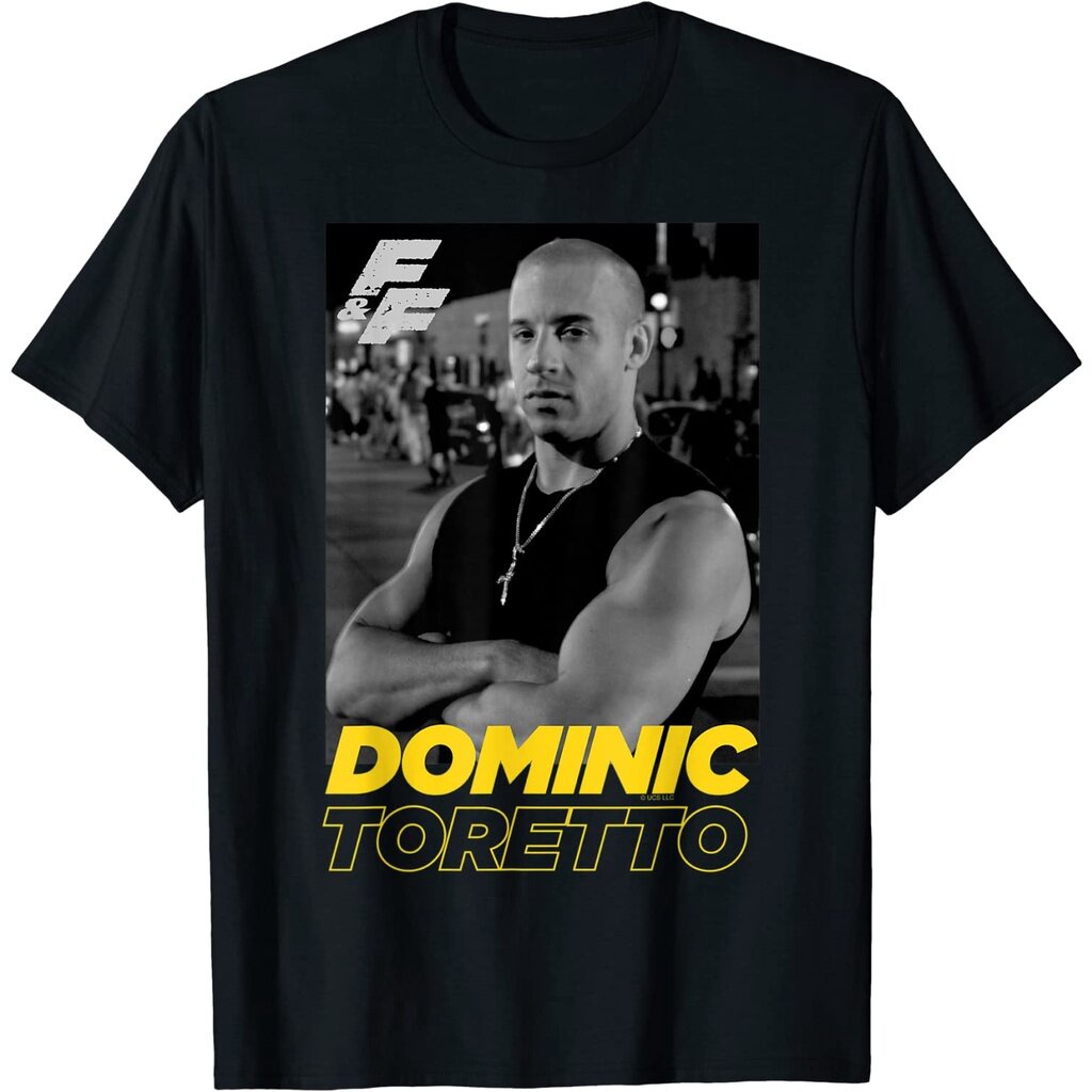 HVGJHVG△เสื้อยืดลำลองเสื้อยืด ผ้าฝ้าย พิมพ์ลาย Fast &amp; Furious Dominic Toretto Portrait สําหรับผู้ชาย