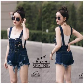 เอี้ยมยีนส์ denim bib overall shorts ผ้ายีนส์ จั๊มสูท ขาสั้น