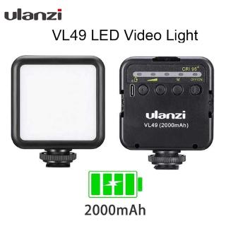 Ulanzi VL49 6W มินิไฟ LED วิดีโอ 2000mAh แบตเตอรี่ในตัวไฟ 5500K แสงถ่ายภาพกับเย็นรองเท้าเมา 1/4 สกรู