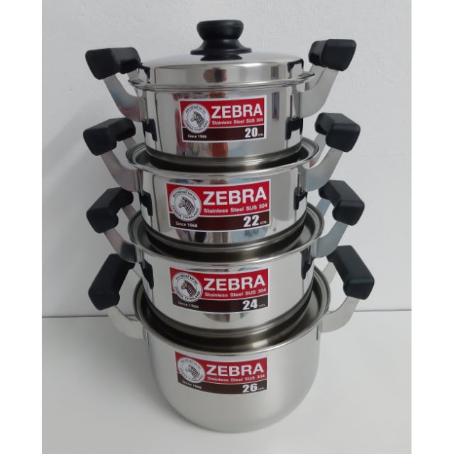 Zebra หม้อหุงต้ม Carry 20,22,24,26 ซม.ตราหัวม้าลาย รุ่นหนา