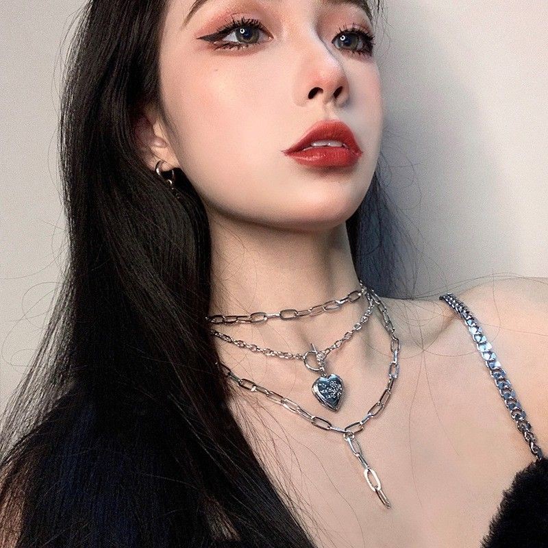 สร้อยคอโซ่โชคเกอร์หัวใจล็อกเกอร์​ Goth​ Heart​ Chocker​ Necklace