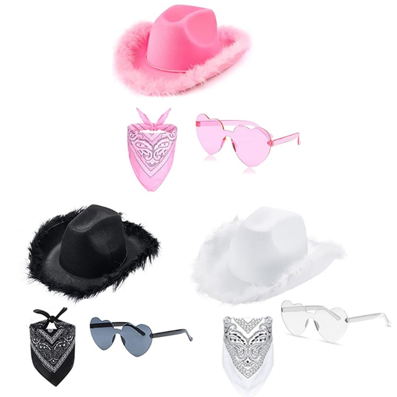 Cozy Cowboy Hat Glasses Bandana Set Bachelorette Bandanas Cowgirl ชุดเจ้าสาว