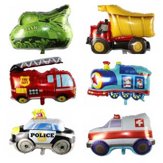 Transport foil balloon train tank police car fire truck ambulance school bus