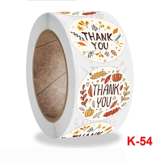 500pcs/roll New Style Round Thank You Flower Pattern Handmade Artwork Commercial Decoration Harvest Season Food Packaging Self-adhesive Seal Stationery Sticker Label