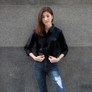 takayay brand เสื้อเชิ้ต สีดำพื้นใจดำ **เช็คขนาดจากตางรางไซซ์ของทางร้านเท่านั้น** เสื้อเชิ้ตทำงาน ผ้าคอตตอนทวิล