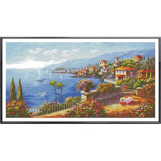 ชุดปักครอสติช ริมทะเล วิว ทะเล เมือง (Seaside Cross stitch kit)