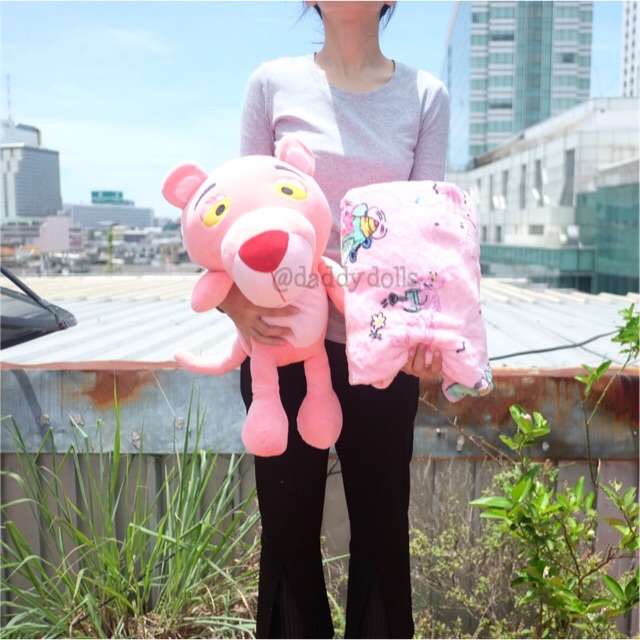 ตุ๊กตา หมอนผ้าห่ม Pink Panther พิ้งค์แพนเตอร์ 16นิ้ว (100x150cm)