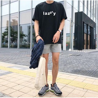 &lt;Charka&gt; เสื้อยืดสกรีน Lazy เสื้อยืดแขนสั้น สกรีนลาย เสื้อยืดชาย ผ้า Cotton100%