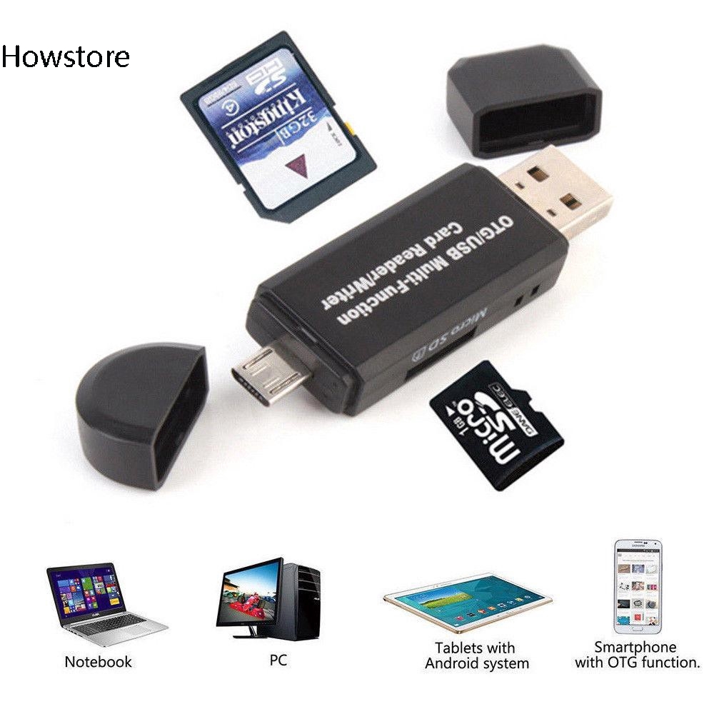 Howstore OTG เครื่องอ่านการ์ดมัลติฟังก์ชั่น Micro SD / การ์ด SD / อะแดปเตอร์ USB Micro USB OTG เป็น 