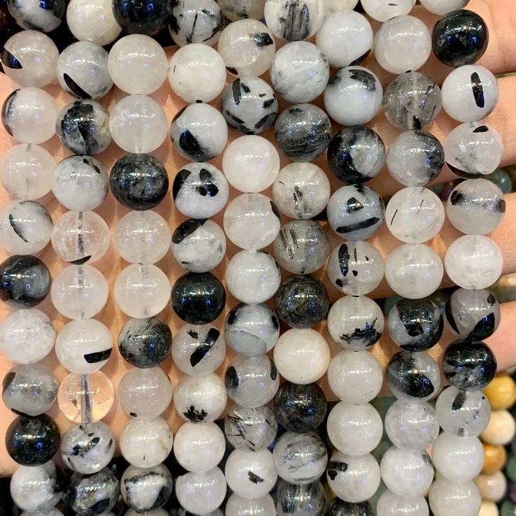 ไหมดำ/แก้วขนเหล็ก Black Rutilliated Quartz หินกันภัย กันคุณไสย ทรงกลม เส้นยาว เกรด A