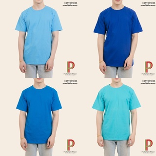 Pratunam Place เสื้อยืดคอกลม เสื้อยืดแขนสั้น Cotton 100% [BLUE TONE] Unisex คอกลม แขนสั้น