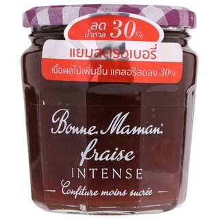 แยมสตอเบอร์รี่เข้มข้น สูตรเพิ่มเนื้อผลไม้ ลดน้ำตาลลง Bonne Maman strawberry intense Jam 335g