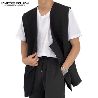 Incerun เสื้อกั๊กแขนกุดทรงหลวมสไตล์ตะวันตกแฟชั่นผู้ชาย