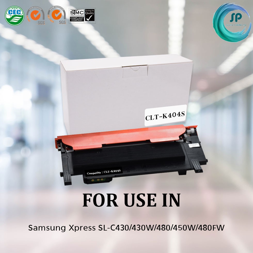 ตลับหมึกเลเซอร์เทียบเท่า Samsung CLT-K404S (BK) สำหรับเครื่องพิมพ์ Samsung Xpress SL-C430/430W/480/4