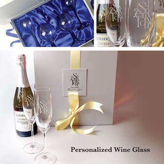 Giftset ชุดของขวัญ แก้ว 2 ใบ แก้วไวน์สลักชื่อ Personalized Wine Glass