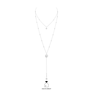 Haus of Jewelry CELESTIAL LONG LARIAT สร้อยคอเงินแท้ ประดับเพชรคิวบิกเซอร์โคเนีย (Cubic Zirconia)