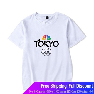 โตเกียวโอลิมปิก เสื้อยืดผู้ชายและผู้หญิง White Tokyo Olympics New Short-Sleeved Men And Fashion All-Match Short-Sleeved