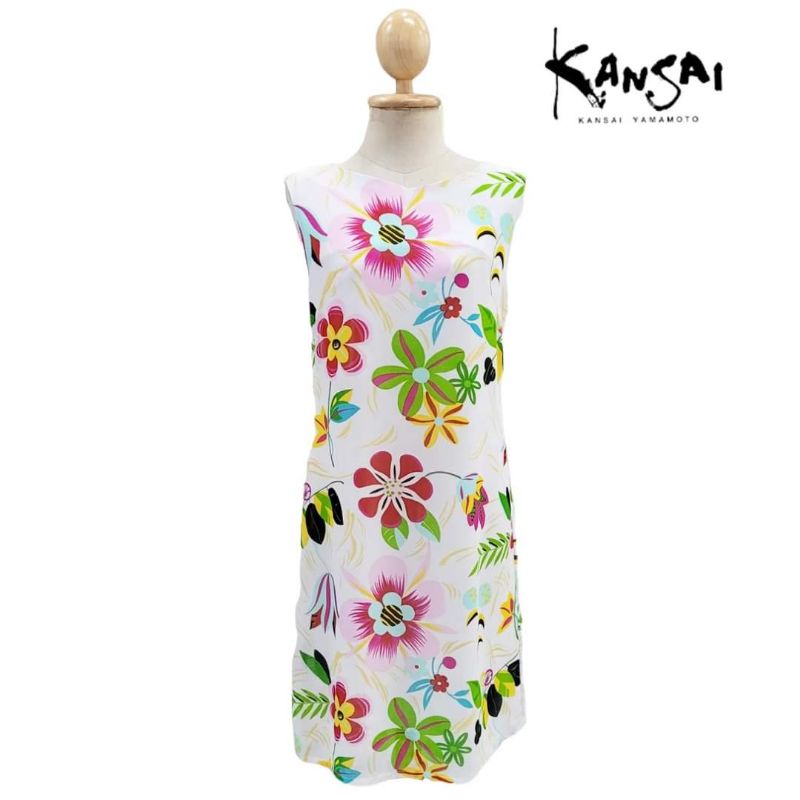 Kansai Yamamoto Floral Print Sleeveless Shift Dress