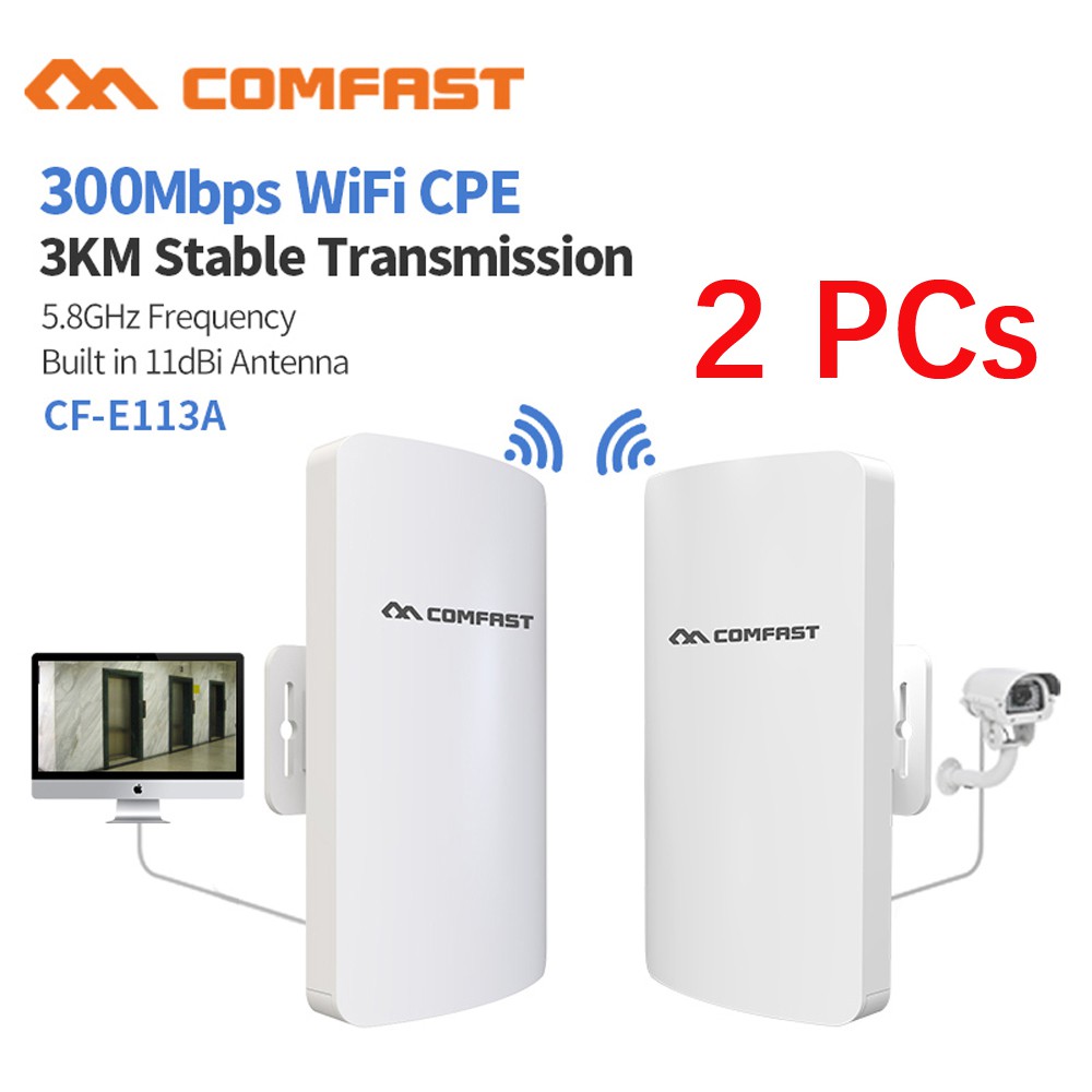 [ผู้จัดจําหน่ายที่ได้รับอนุญาต] 2PCs Comfast CF-E113A 300Mbp 3KM Outdoor 5.8Ghz 11dBi Wireless WiFi 