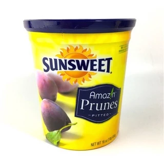 Sunsweet Prune ซันสวีท ลูกพรุนไร้เมล็ด เกรดพิเศษ สูตรหวานน้อย กระปุกสีเหลือง ขนาด 454 กรัม ( โกดังขนมนำเข้าราคาถูก )