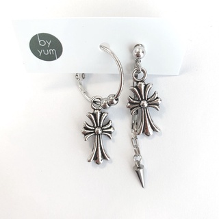 🇰🇷byyum🇰🇷Handmade products in Korea [Unbalance Cross Earrings]