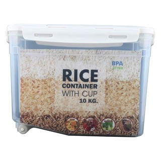 กล่องเก็บข้าวสารพร้อมถ้วยตวง JCJ 1399 10 ลิตร ขนาด 24x26x36.5 ซม. ถังเก็บข้าวสาร RICE STORAGE CONTAINER JCJ 1399 10 LITE