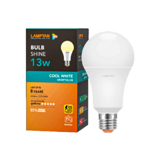 Lamptan หลอดไฟ led คูลไวท์ ขาวนวล 8w 13w 4000k ขาวกึ่งเหลือง รุ่น Shine Coolwhite