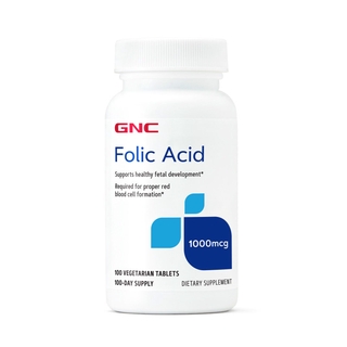 USA GNC Folic Acid Supports Healthy Fetal Development 1000mg 100 Tablets กรดโฟลิค สนับสนุนการพัฒนาของทารกในครรภ์ที่ดี