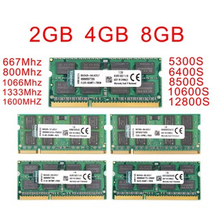 Kingston แรมแล็ปท็อป 2GB 4GB 8GB PC2 PC3 5300S 6400S 10600S 12800S 12800 DDR2 DDR3 DDR3L 800 1333 1600MHz