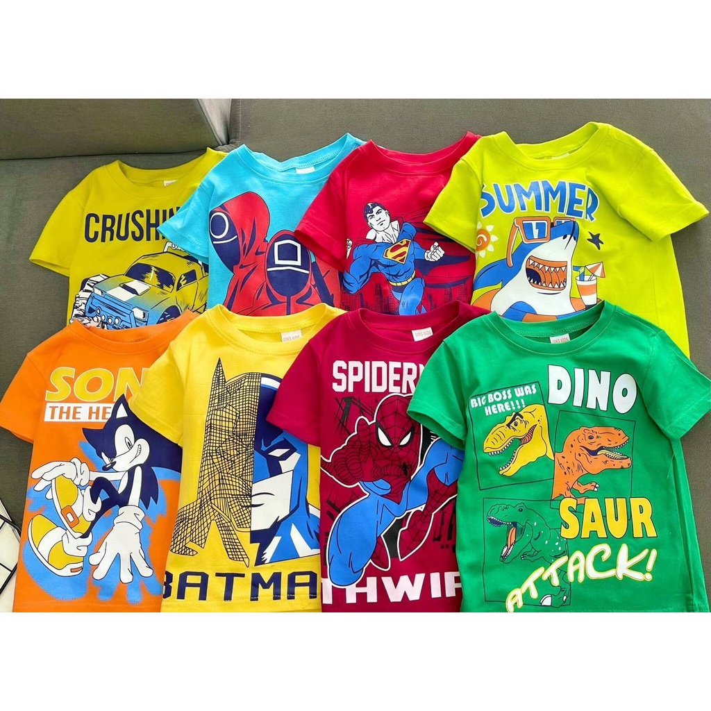 1-6Y SQUID GAME SONIC DINO Playset ชุดกางเกงผ้าฝ้ายแขนสั้นกางเกงเด็กเด็ก baju siang budak