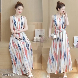 Maxi dress มาใหม่❗️ผ้าชีฟองลายกราฟฟิค🤖