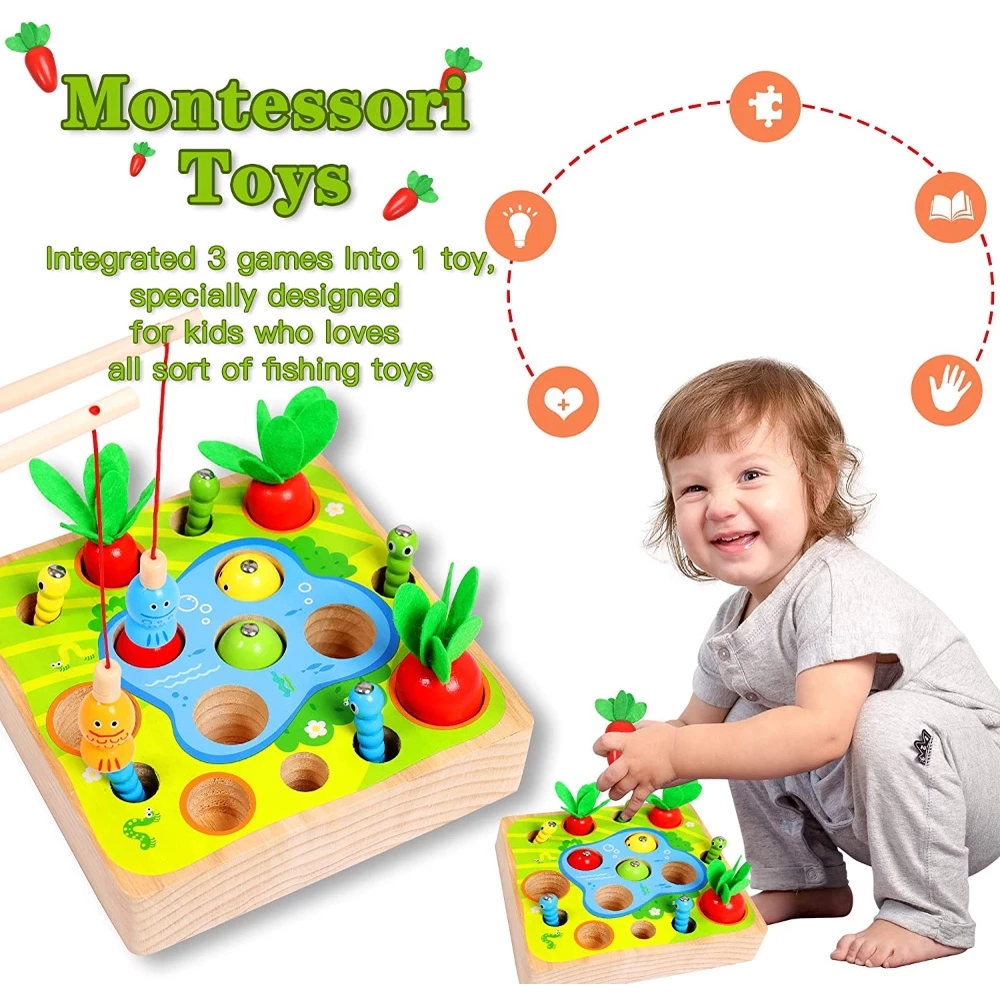 ของเล่นไม้ Montessori เกมตกปลา สำหรับเด็ก 1-3 ปี thumbnail 3