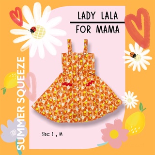 21August.Baby Summer Squeeze Lady Lala For Mama ชุดกระโปรงผู้หญิง ผ้าเครปซาติน สีส้ม