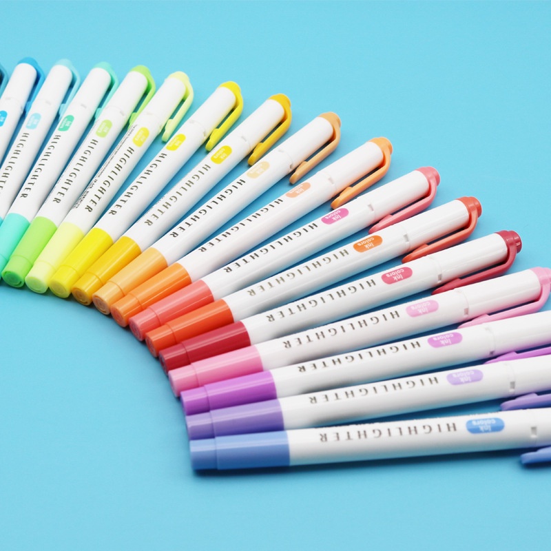สีสองหัวปากกาเน้นข้อความนักเรียนปากกามาร์กเกอร์เครื่องเขียน