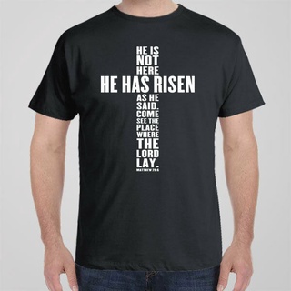 เสื้อยืด แบบนิ่ม พิมพ์ลาย He Has Risen Christian Catholic Baptist น่ารัก สําหรับผู้ชาย