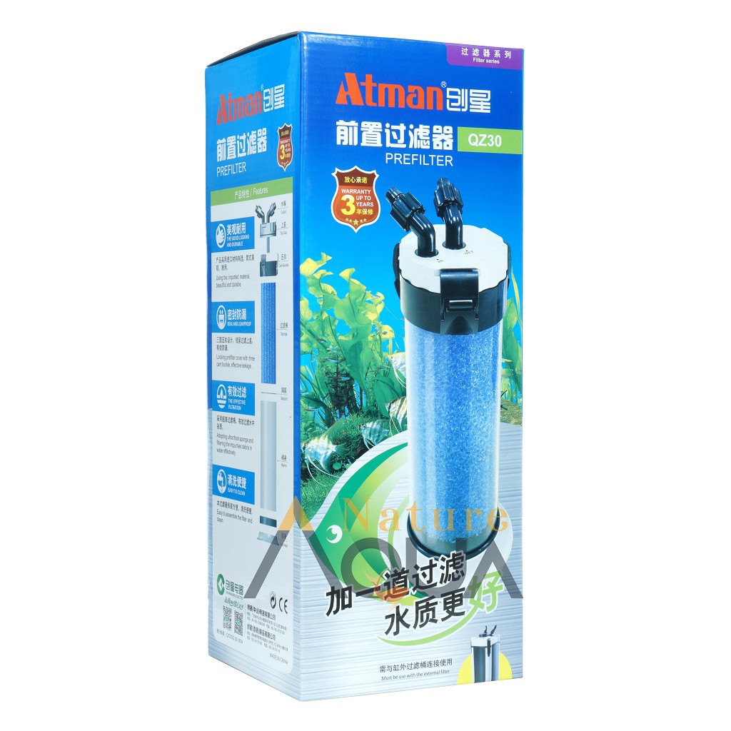 Atman QZ30 - กรองรองสําหรับกรองลํากล้อง พร้อมหลอดพิมพ์ลาย ขนาด 12mm และ 16mm