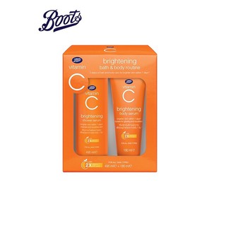 🔥พร้อมส่งBOOTS VITAMIN C บู๊ทส์ วิตามิน ซี ไบรท์เทนนิ่ง บาธ แอนด์ บอดี้ รูทีน x 2 ชิ้น (495มล+180มล)