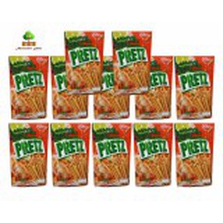 กูลิโกะ เพรทซ์ ขนมกรอบแบบแท่ง รสต้มยำกุ้ง 36 กรัม 12 กล่อง Glico Pretz Tomyum Kung Flavour (Bread stick)  #520