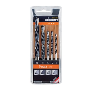 Alpen ดอกสว่านไฮสปีดเดือย ชุด 5 ชิ้น, HOLZ TM5 SET HSS machine dowel drills 5pcs.