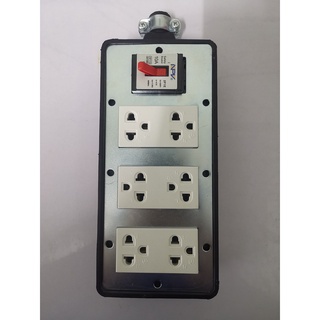 บล็อกยาง4x8+เต้าเสียบ6ช่อง+เบรกเกอร์ ไม่มีสาย รุ่นใหม่