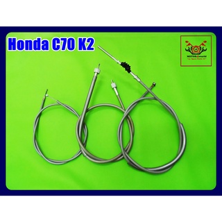 HONDA C70 K2 BRAKE &amp; THROTTLE &amp; SPEEDOMETER CABLE SET / ชุด สายเบรก ยาว112 ซม, สายคันเร่ง ยาว80.5 ซม, สายไมล์ ยาว94 ซม