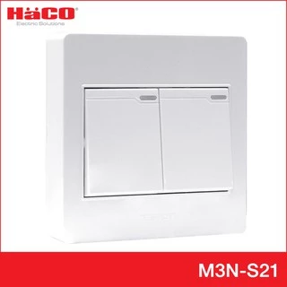 HACO สวิตช์ทางเดียว สวิตช์ 1 ทาง 2 ช่อง แบบลอย M+ รุ่น M3N-S21