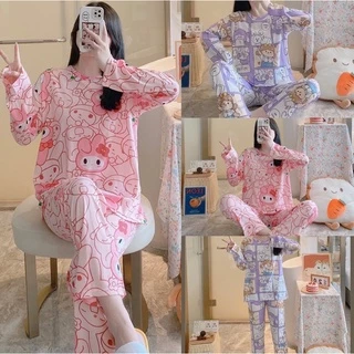‼sale‼ อก42พร้อมส่ง ชุดนอน ชุดนอนลายการ์ตูน เสื้อแขนยาว-กางเกงขายาว