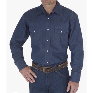 Wrangler Cowboy Denim Shirt size L อก 25”