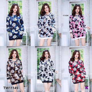 #11149 *สาวอวบ* Hooded Dress ลายมิกกี้เม้าส์