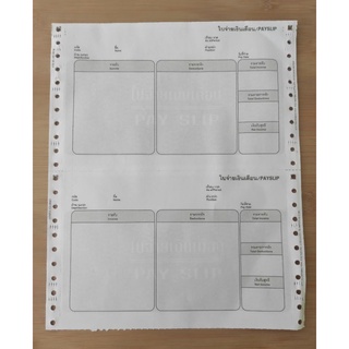 สลิปเงินเดือนกระดาษต่อเนื่อง 3 ชั้น แบบที่ 2 มี File Excel ให้