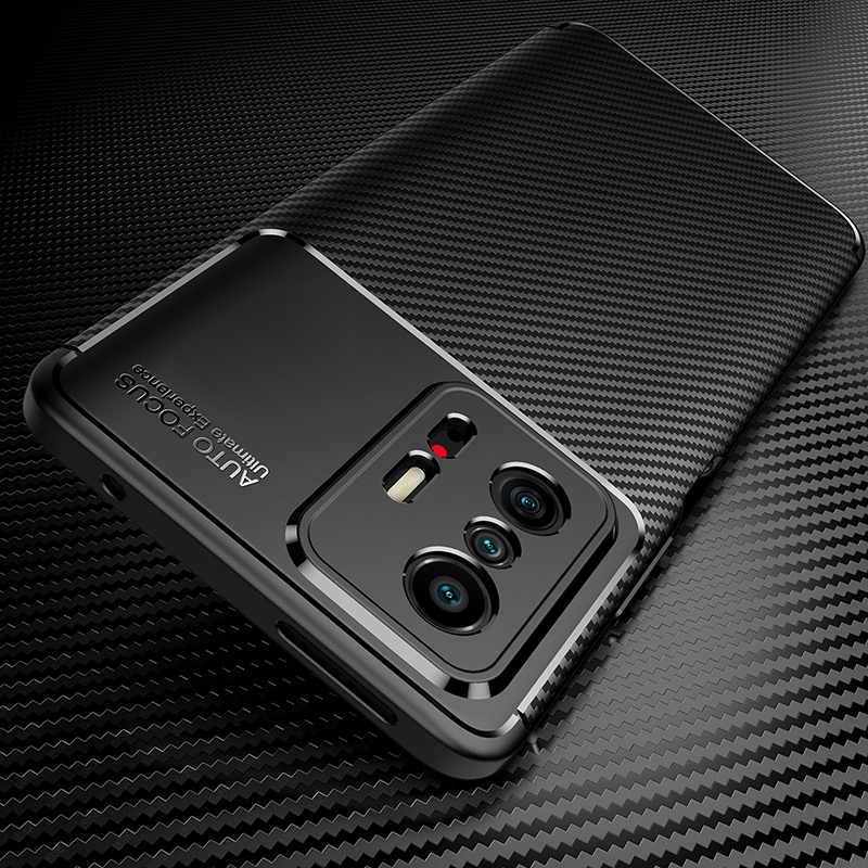 Xiaomi 11T / 11T Pro เกราะกันกระแทกหรูหราคาร์บอนไฟเบอร์ Hybrid Brush Case Cover