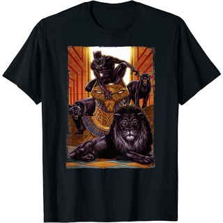 เสื้อยืด พิมพ์ลายกราฟิก Marvel Black Panther King In the Lions Den สําหรับผู้ชาย